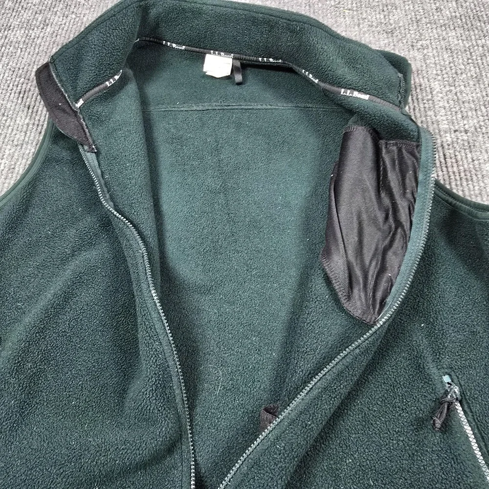 Vintage L.L.Bean Fleece Vest Mens 2XL Green Trail Model Full Zip Pockets Outdoor